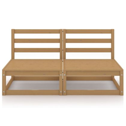 Градински 2-местен диван, меденокафяв, бор масив