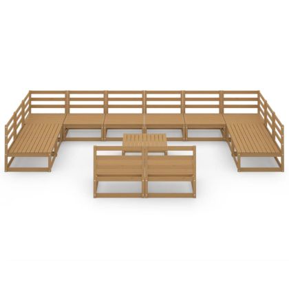 Градински лаундж комплект от 13 части, борово дърво масив