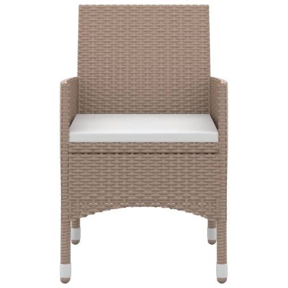 Градински комплект с възглавници 3 части полиратан и стъкло