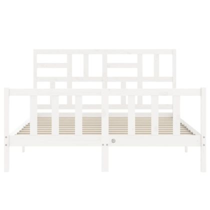 Рамка за легло с табла бяла King Size масивно дърво