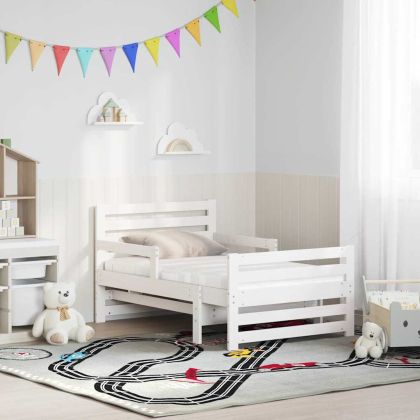 Рамка за легло с матрак Бяло 80 x 200 cm Солидно борово дърво