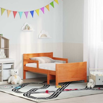 Рамка за легло с матрак Кафяво с восъчно покритие 80 x 200 cm