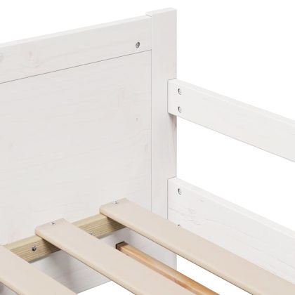 Рамка за легло с матрак Бяло 80 x 200 cm Солидно борово дърво