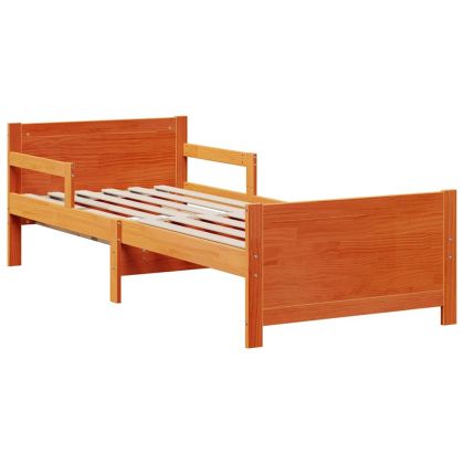 Рамка за легло с матрак Кафяво с восъчно покритие 80 x 200 cm