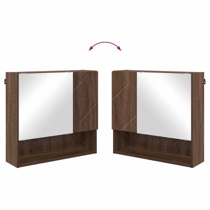 Комплект мебели за баня 2 pcs Кафяв дъб Инженерно дърво & Метал