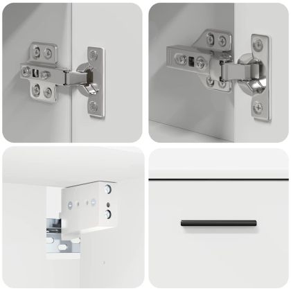 Комплект мебели за баня 2 pcs Бяло Конструирано дърво и метал.