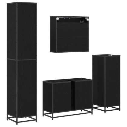 Комплект мебели за баня с рафт 4 pcs Черния дъб Инженерно дърво