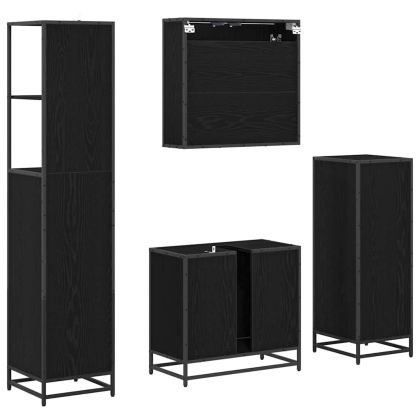 Комплект мебели за баня с рафт 4 pcs Черния дъб Инженерно дърво