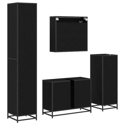 Комплект мебели за баня с рафт 4 pcs Черния дъб Инженерно дърво