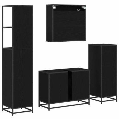 Комплект мебели за баня с рафт 4 pcs Черния дъб Инженерно дърво