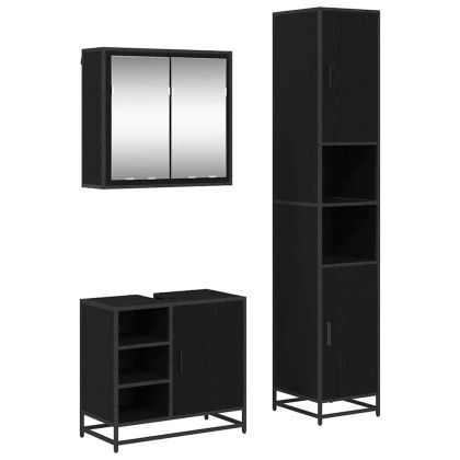 Комплект мебели за баня с рафт 3 pcs Черния дъб Инженерно дърво