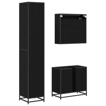 Комплект мебели за баня с рафт 3 pcs Черния дъб Инженерно дърво