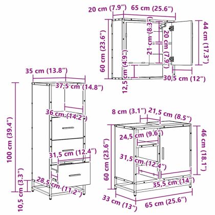 Комплект мебели за баня с чекмедже 3 pcs Дъб Инженерно дърво