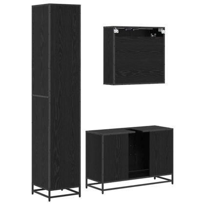 Комплект мебели за баня с рафт 3 pcs Черния дъб Инженерно дърво