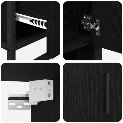 Комплект мебели за баня с рафт 3 pcs Черния дъб Инженерно дърво