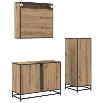 Комплект мебели за баня с рафт 3 pcs Дъб Инженерно дърво