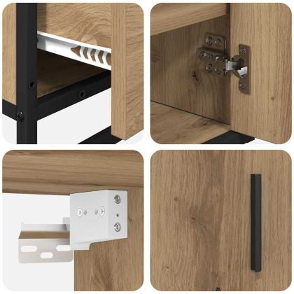 Комплект мебели за баня с рафт 3 pcs Дъб Инженерно дърво