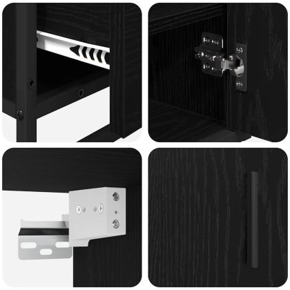 Комплект мебели за баня с рафт 3 pcs Черния дъб Инженерно дърво