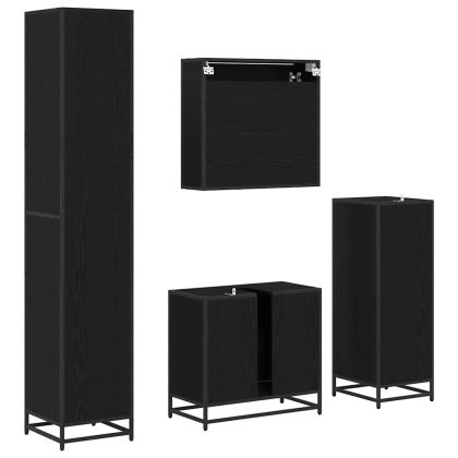 Комплект мебели за баня с рафт 4 pcs Черния дъб Инженерно дърво