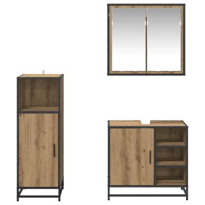 Комплект мебели за баня с рафт 3 pcs Дъб Инженерно дърво