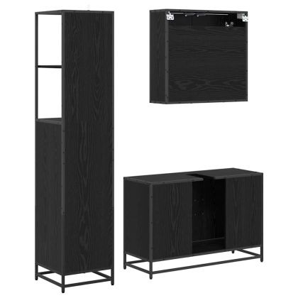 Комплект мебели за баня с рафт 3 pcs Черния дъб Инженерно дърво