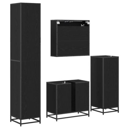 Комплект мебели за баня с рафт 4 pcs Черния дъб Инженерно дърво