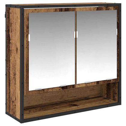 Комплект мебели за баня 3 pcs Старо дърво Инженерно дърво