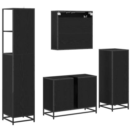 Комплект мебели за баня с рафт 4 pcs Черния дъб Инженерно дърво