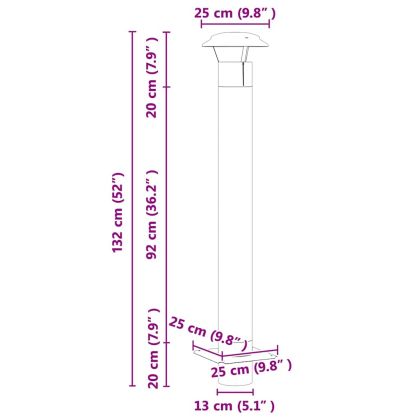 Разширение за комин Сребрист 25 x 25 x 132 см