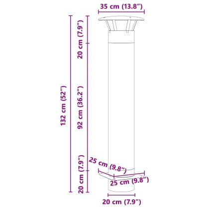 Разширение за комин Сребрист 35 x 35 x 132 см