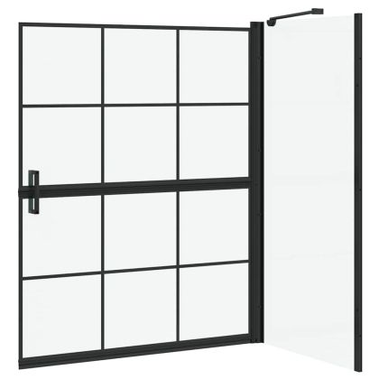 Екран за душ и вана Черен и прозрачен 116 x 68 x 128 см