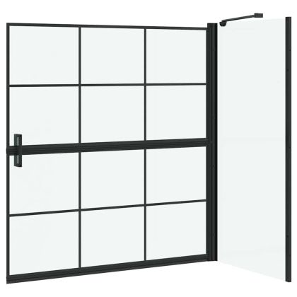 Екран за душ и вана Черен и прозрачен 116 x 68 x 128 см