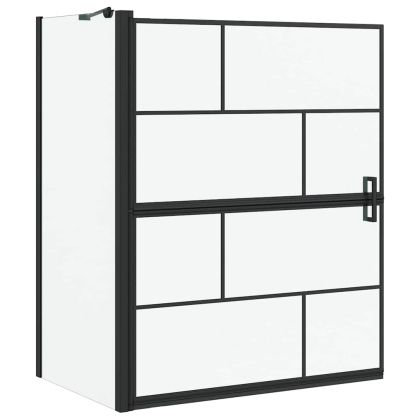 Екран за душ и вана Черен и прозрачен 116 x 68 x 128 см