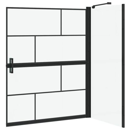 Екран за душ и вана Черен и прозрачен 116 x 68 x 128 см