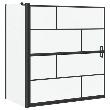 Екран за душ и вана Черен и прозрачен 116 x 68 x 128 см