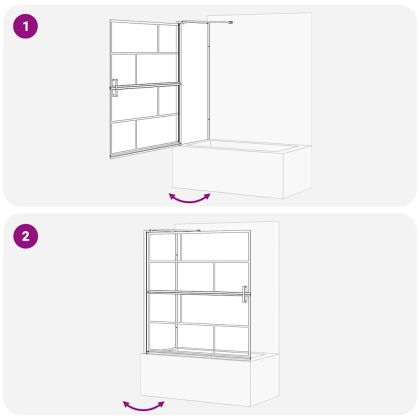 Екран за душ и вана Черен и прозрачен 116 x 68 x 128 см
