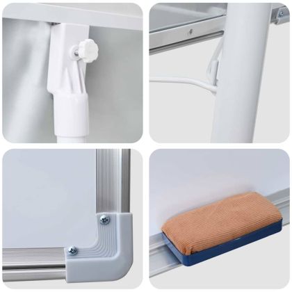 Магнитна бяла дъска с колело Бял и сив 62 x 62 x 195 см EPS