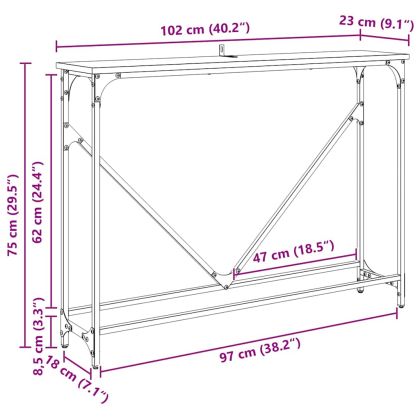 Конзолна маса Черния дъб 102 x 23 x 75 см Инженерно дърво