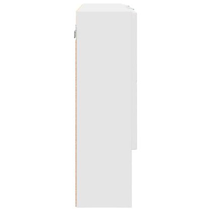 Шкаф с огледало за баня Бяло 80 x 17 x 55 см Инженерно дърво