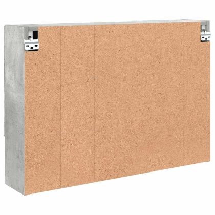 Шкаф с огледало за баня с врата Бетонно сиво 80 x 17 x 55 см