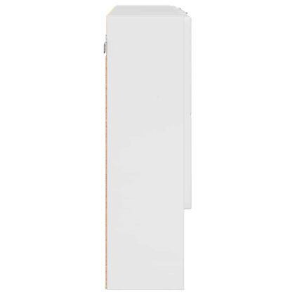 Шкаф с огледало Лъскаво бяло 80 x 17 x 55 см Инженерно дърво