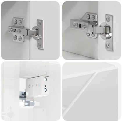 Шкаф с огледало Лъскаво бяло 80 x 17 x 55 см Инженерно дърво