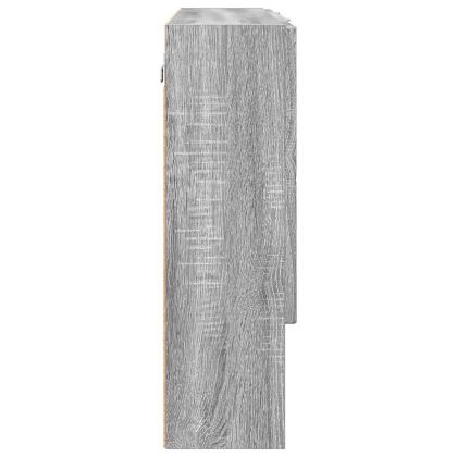 Шкаф с огледало за баня с врата Сив сонома 80 x 17 x 55 см