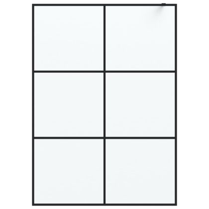 Параван за баня, черен, 140x195 см, матирано ESG стъкло