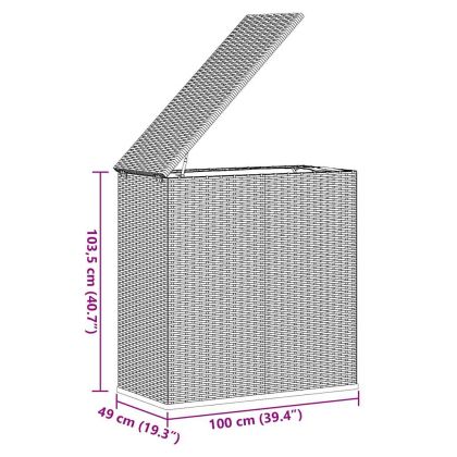 Кутия за градински възглавници PE ратан 100x49x103,5 см сива