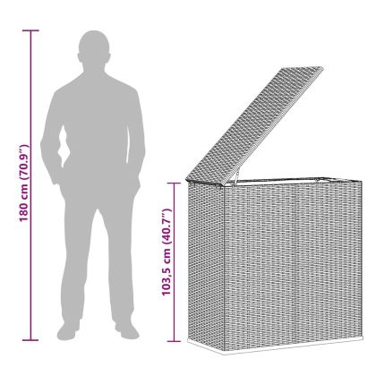 Кутия за градински възглавници PE ратан 100x49x103,5 см сива