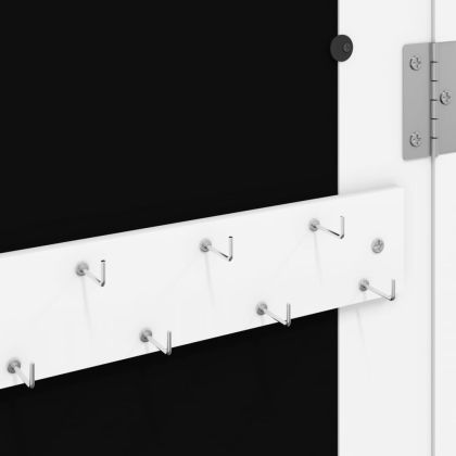 Огледален шкаф за бижута, стенен монтаж, бял, 30x8,5x90 см