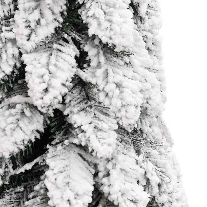 Изкуствена осветена коледна елха с 60 LED флокиран сняг 120 см