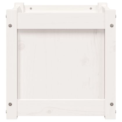 Градински сандък, бели, 40x40x40 см, борово дърво масив