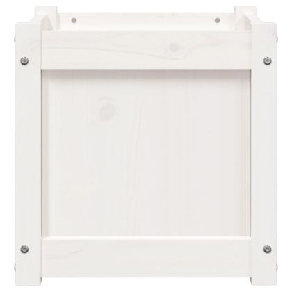 Градински сандък, бели, 40x40x40 см, борово дърво масив